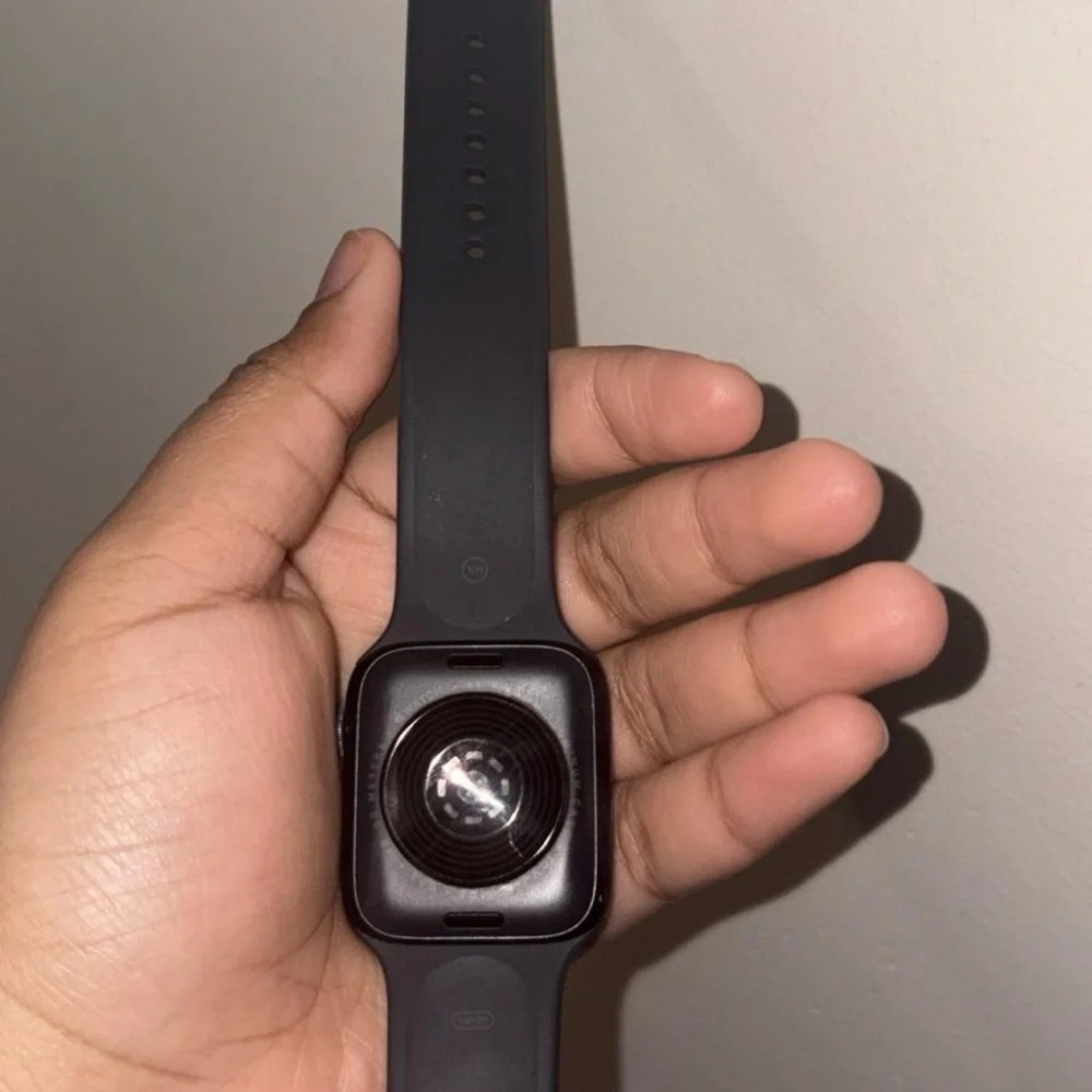 Apple Pink Rhinestone Cat-Ear Smartwatch Case with Black Band